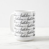 Beste Papa Ooit Zwarte Script Typografie Wit Koffiemok (Voorkant links)