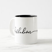 Beste Papa Ooit Zwarte Script Typografie Wit Tweekleurige Koffiemok (Voorkant links)