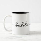 Beste Papa Ooit Zwarte Script Typografie Wit Tweekleurige Koffiemok (Links)