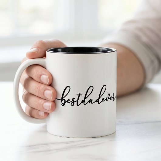 Beste Papa Ooit Zwarte Script Typografie Wit Tweekleurige Koffiemok