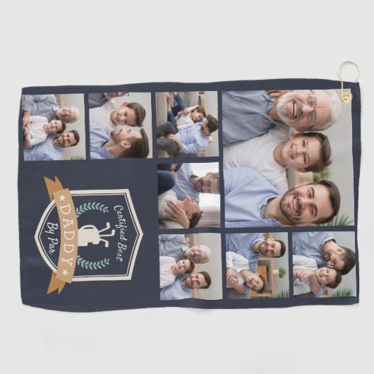 Beste papa op papier | Fotocollage Golfhanddoek (Horizontaal)