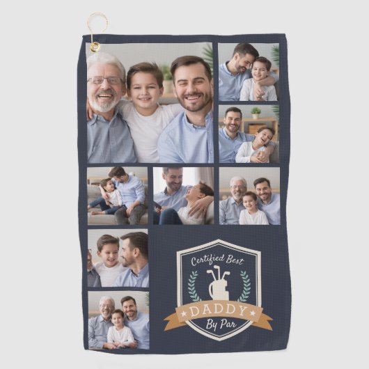 Beste papa op papier | Fotocollage Golfhanddoek (Voorkant)