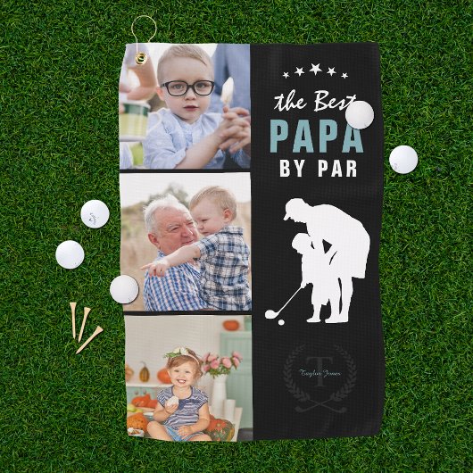 Beste Papa op papier | Monogram fotocollage Golfhanddoek