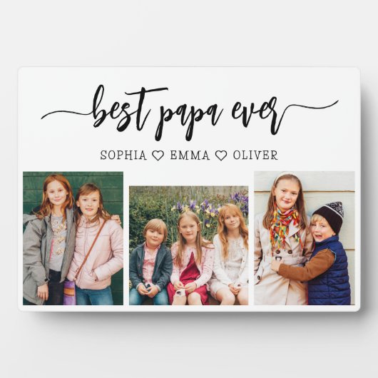 Beste Papa Opa Kleinkinderen Fotocollage Fotoplaat (voorkant)