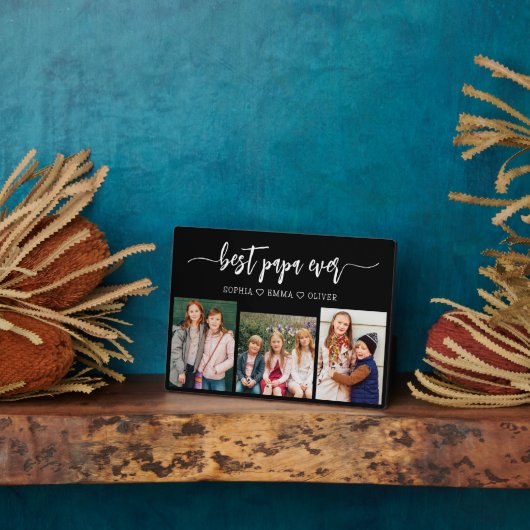 Beste Papa Opa Kleinkinderen Fotocollage Fotoplaat (Zijkant)