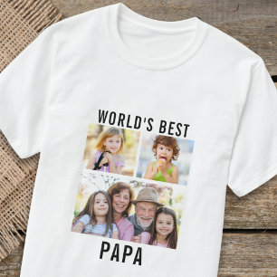 Beste Papa Oudste Kleinkinderen 3 Foto Collage T-shirt