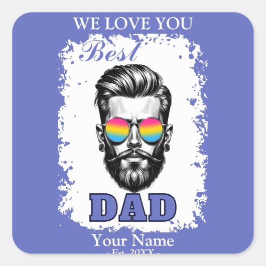 Beste Papa Pansexual Vlag Kleuren Vaderdag Gift Vierkante Sticker (Voorkant)