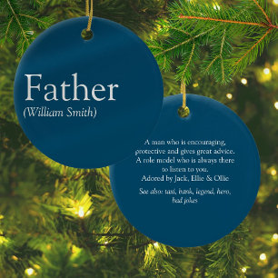 Beste Papa, Pappie, Vader Ooit Definitie Blauw Keramisch Ornament