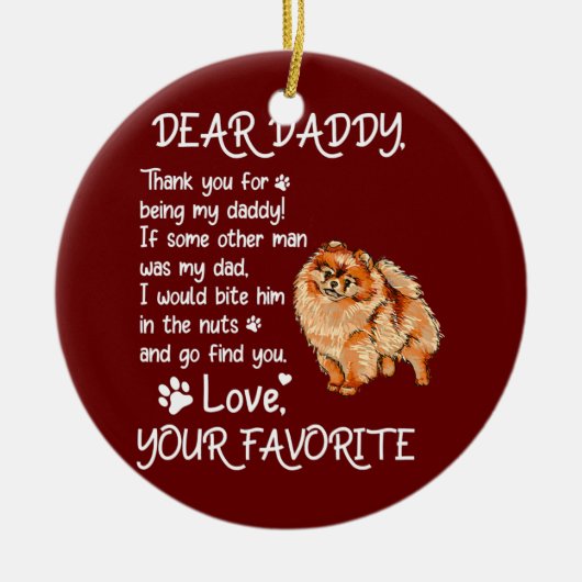 Beste papa Pomeranian Dog Dad Vaderdag Keramisch Ornament (Voorkant)