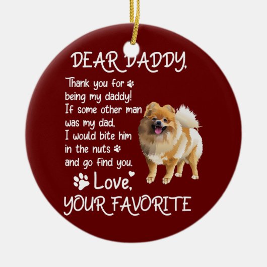 Beste papa Pomeranian Dog Dad Vaderdag Keramisch Ornament (Voorkant)