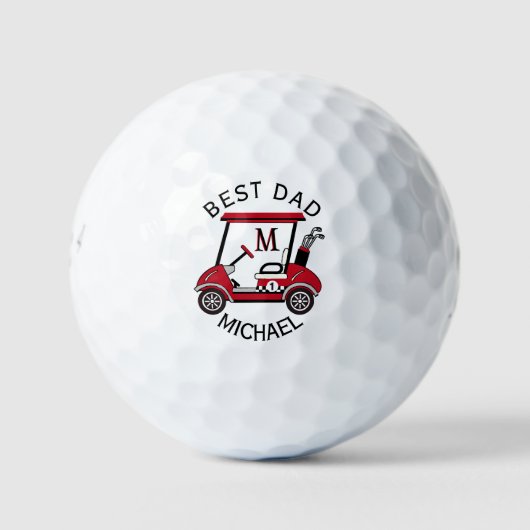 Beste Papa Red & Black Custom Cart, op maat gemaak Golfballen (Voorkant)