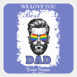Beste Papa Regenboog Vlag Kleuren Vaderdag Gift Vierkante Sticker