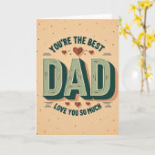Beste Papa Retro Stijl Kaart (Gele Bloem)