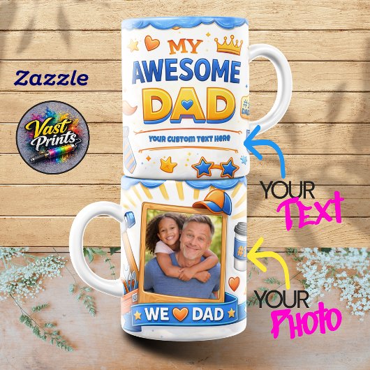 Beste papa ster aangepaste tekst & foto collage mok
