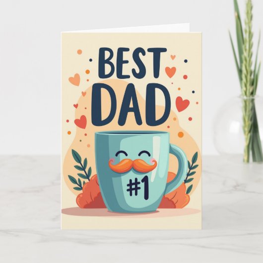 Beste papa teal type kunstkaart kaart (Voorkant)