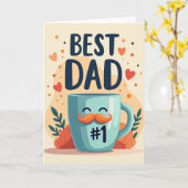 Beste papa teal type kunstkaart kaart (Gele Bloem)