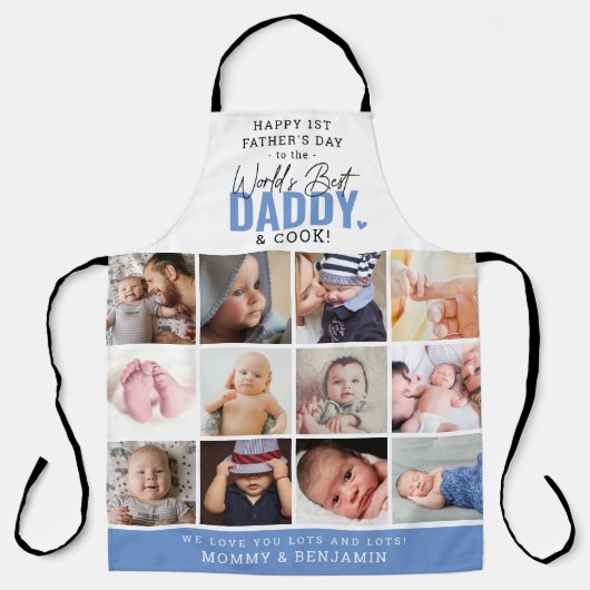 'Beste Papa ter Wereld' 1e Vaderdag-herinnering Schort (Voorkant)