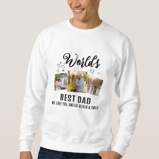 Beste Papa ter Wereld Aangepaste 3 Foto Collage Trui (Voorkant)