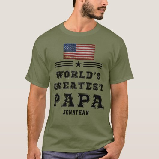 Beste Papa ter Wereld Aangepaste Landvlag Naam  T-shirt (Voorkant)