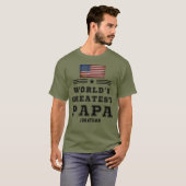 Beste Papa ter Wereld Aangepaste Landvlag Naam  T-shirt (Voorkant volledig)