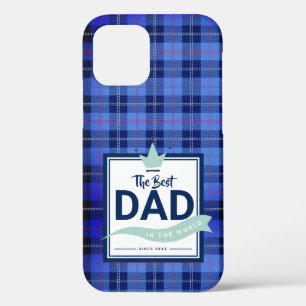 Beste Papa Ter Wereld Blauw Tartan Kroon Spelen Ca Case-Mate iPhone Case