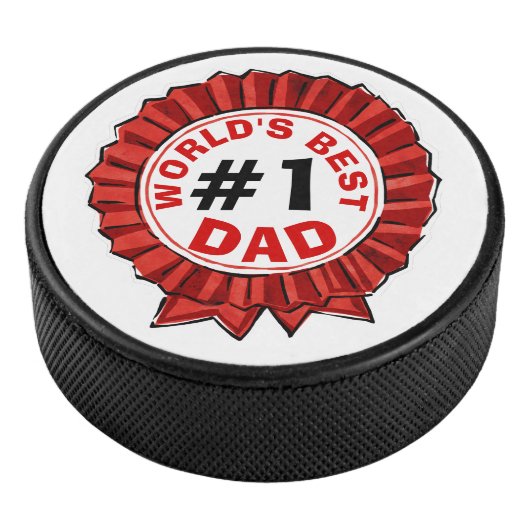 Beste papa ter wereld citeert Red Ribbon Vaderdag Hockey Puck (3/4)