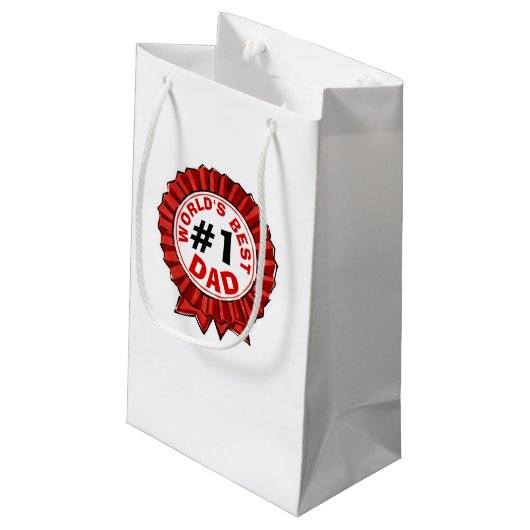 Beste papa ter wereld citeert Red Ribbon Vaderdag Klein Cadeauzakje (Achterkant Gekanteld)