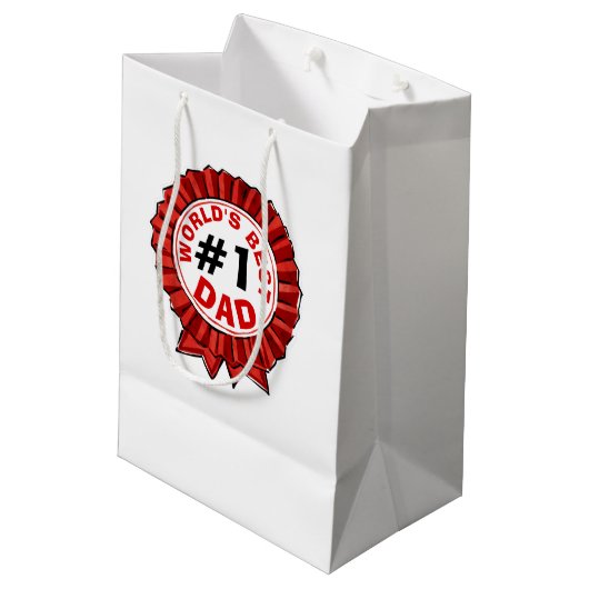 Beste papa ter wereld citeert Red Ribbon Vaderdag Medium Cadeauzakje (Achterkant Gekanteld)