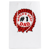 Beste papa ter wereld citeert Red Ribbon Vaderdag Medium Cadeauzakje (Voorkant)