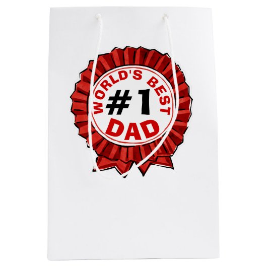 Beste papa ter wereld citeert Red Ribbon Vaderdag Medium Cadeauzakje (Voorkant)