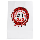 Beste papa ter wereld citeert Red Ribbon Vaderdag Medium Cadeauzakje (Achterkant)