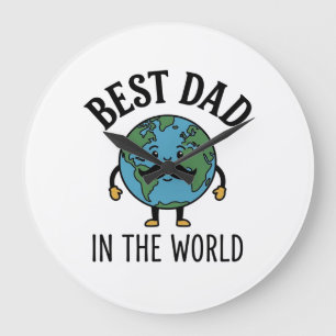 Beste papa ter wereld Earth Snuor Shirt Ontwerp_ Grote Klok