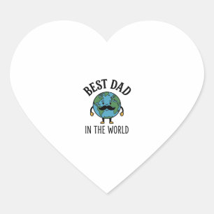 Beste papa ter wereld Earth Snuorbaard Shirt Desig Hart Sticker