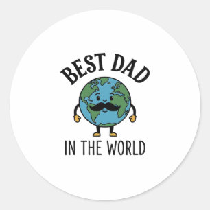 Beste papa ter wereld Earth Snuorbaard Shirt Desig Ronde Sticker