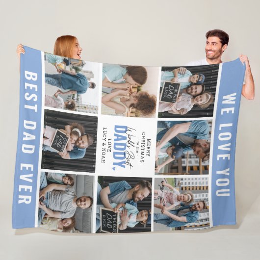 'Beste Papa ter Wereld' Fotocollage Prettig Kerstf Fleece Deken (In situ)