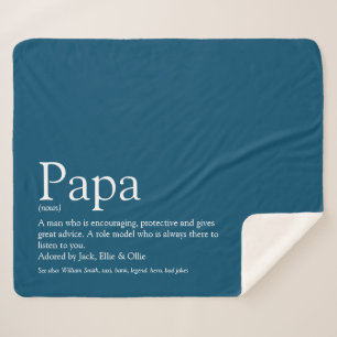 Beste Papa ter Wereld, Papa, Vader Definitie Blauw Sherpa Deken