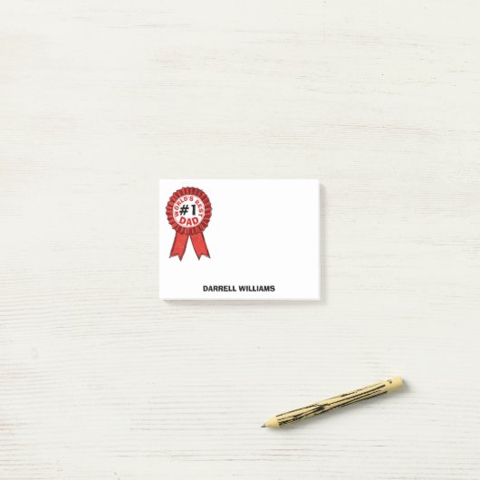 Beste papa ter wereld Quote Red Ribbon 4x3 Post-it® Notes (Op bureau)
