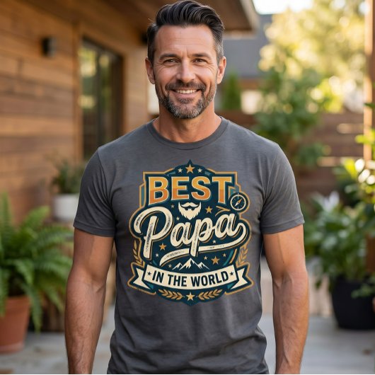 Beste Papa Ter Wereld T-Shirt - Moderne Berg 