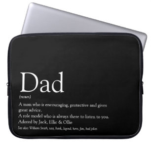 Beste Papa Ter Wereld Vader Definisie Zwart Laptop Sleeve
