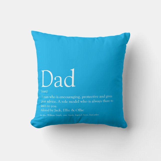 Beste Papa Ter Wereld Vader Definitie Hemelblauw Kussen (Voorkant)