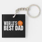 Beste papa typografie basketbal ter wereld | Butto Sleutelhanger (Achterkant)