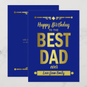 Beste Papa Typografie Gold Flat Kaart (Voorkant / Achterkant)