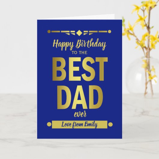 Beste papa typografie goud kaart (Gele Bloem)