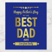 Beste Papa Typografie Gouden Vaderdag Wijn Etiket (Enkel label)
