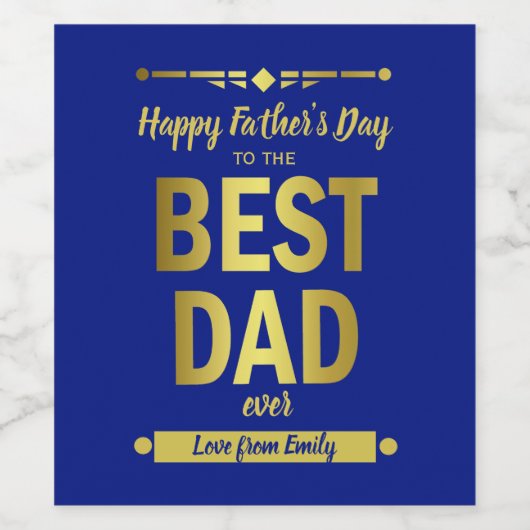 Beste Papa Typografie Gouden Vaderdag Wijn Etiket (Enkel label)