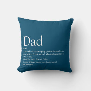 Beste Papa, Vader, Daddy Definitie Blauw Kussen