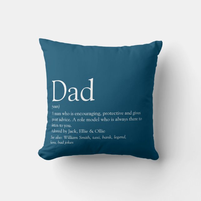 Beste Papa, Vader, Daddy Definitie Blauw Kussen (Voorkant)