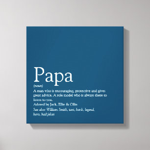 Beste Papa Vader Daddy Papa Definitie Blauw Canvas Afdruk