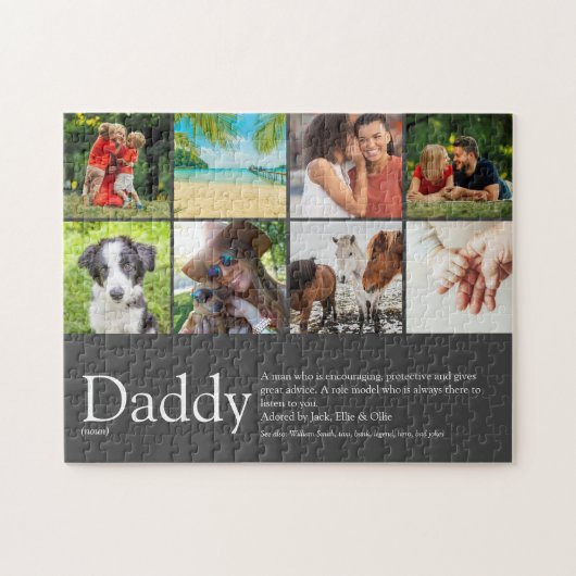 Beste papa vader definitie 6 foto leuk grijs legpuzzel (Horizontaal)