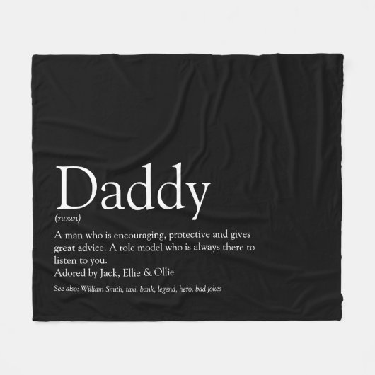 Beste Papa Vader Ever Definitie Leuk Zwart Fleece Deken (Voorkant (Horizontaal))